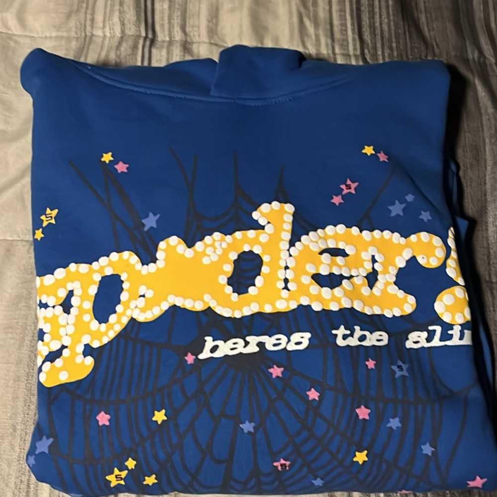 Blue Hoodie with Yellow Graphic